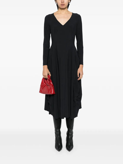Balloon Long-Sleeves Midi Dress