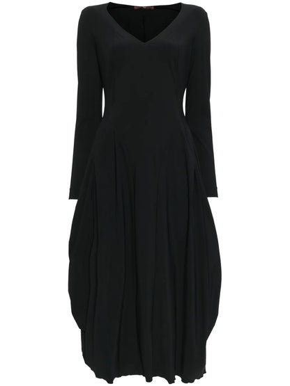 Balloon Long-Sleeves Midi Dress