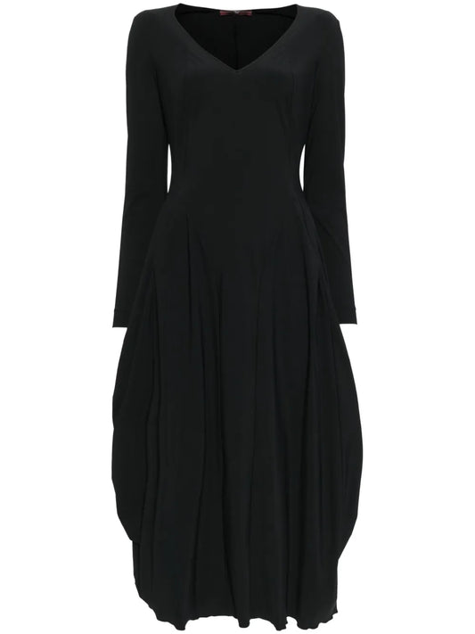 Balloon Long-Sleeves Midi Dress