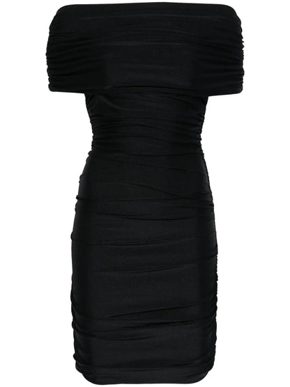 Pleated Off-Shoulder Mini Dress