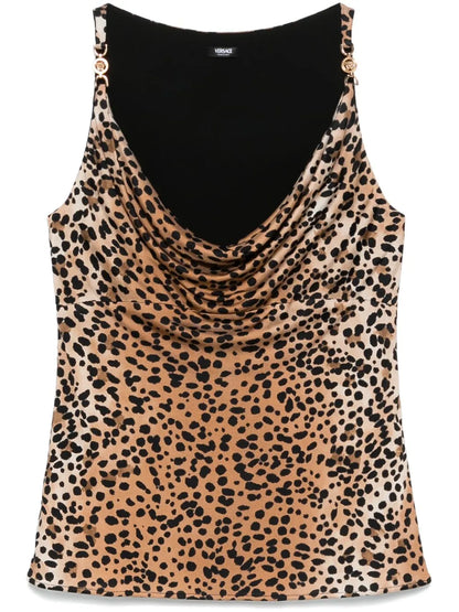 Leopard-Print Cowl-Neck Top
