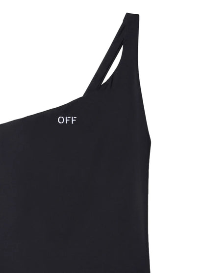 Logo-Stamp One-Shoulder Swimsuit