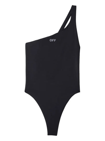 Logo-Stamp One-Shoulder Swimsuit