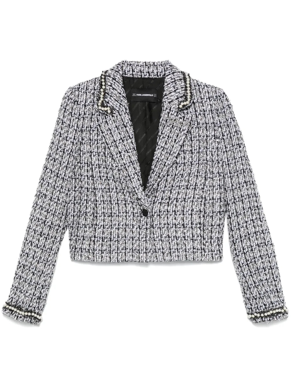 Faux Pearl-Embellished Bouclé Jacket