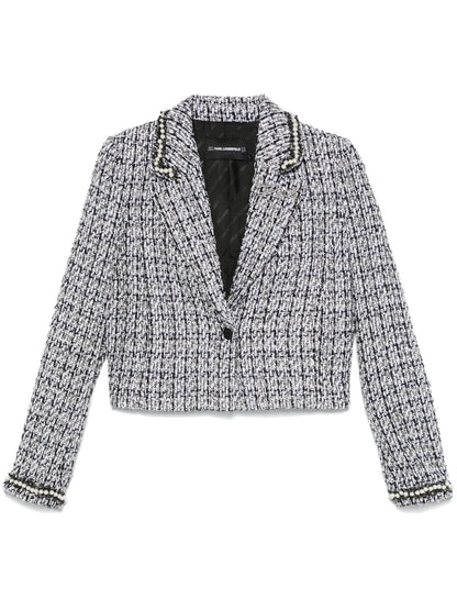 Faux Pearl-Embellished Bouclé Jacket