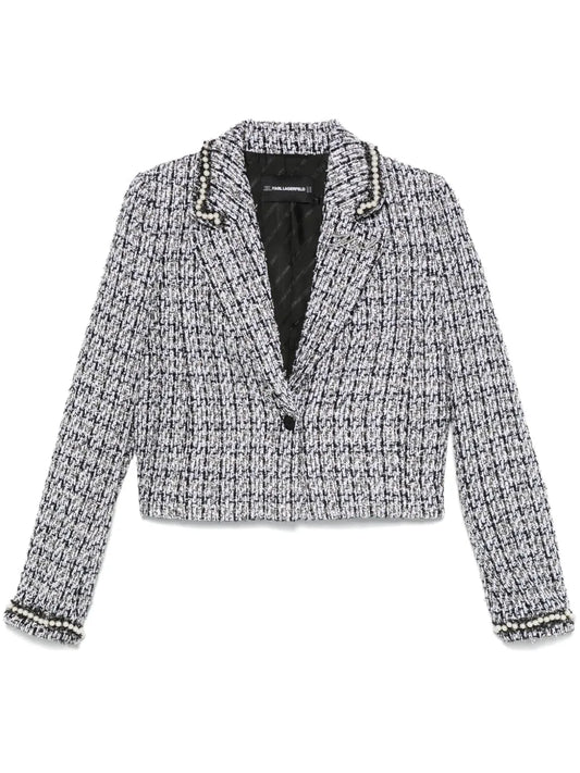 Faux Pearl-Embellished Bouclé Jacket