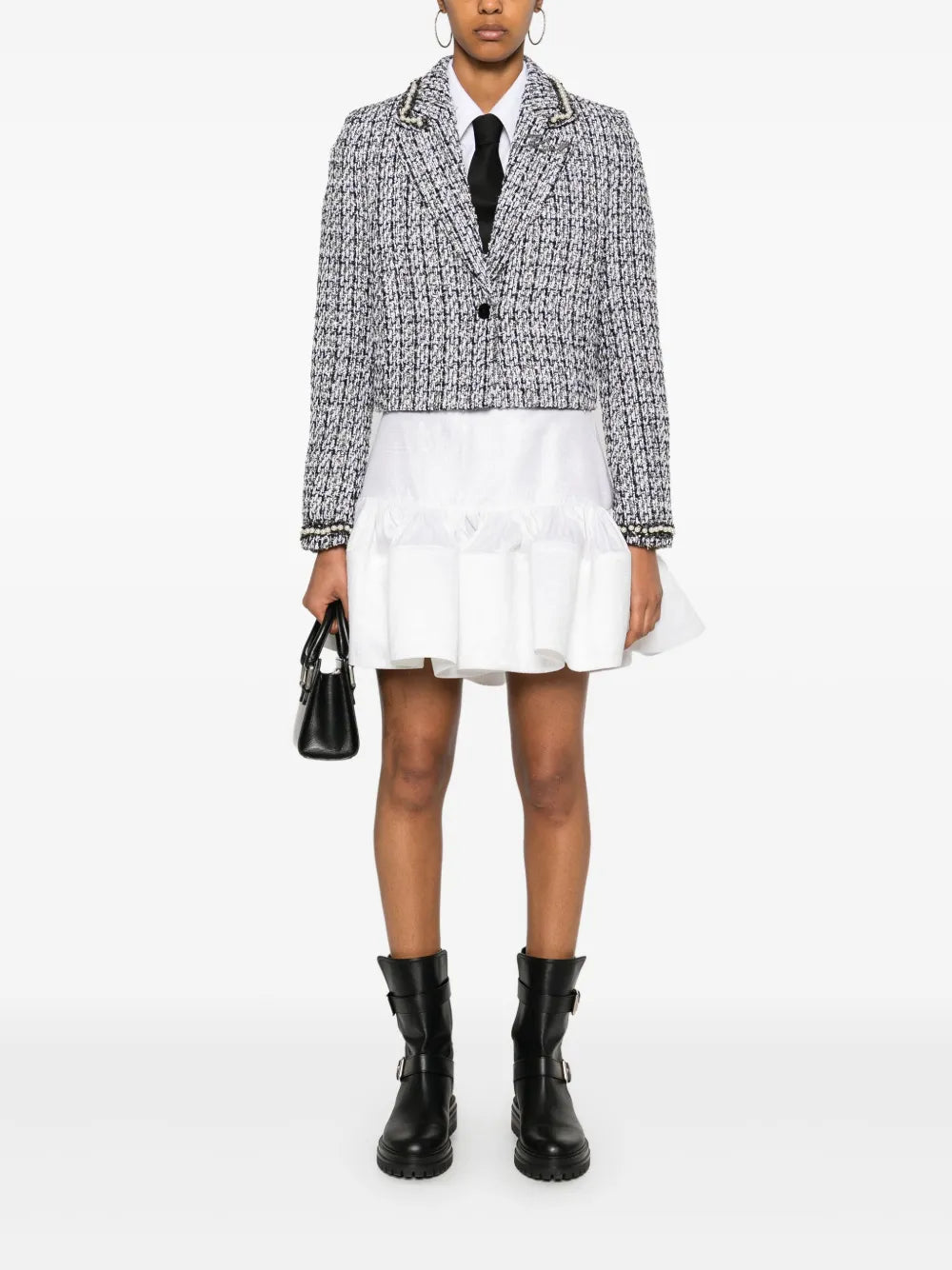 Faux Pearl-Embellished Bouclé Jacket