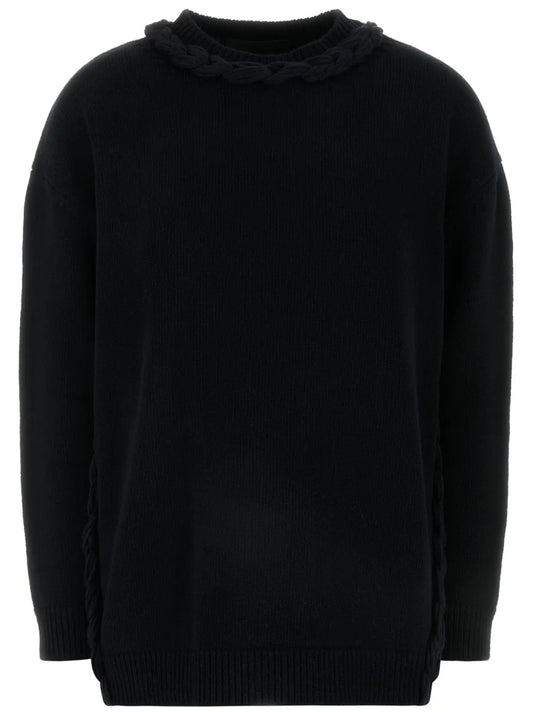 Braid-Detail Wool Jumper