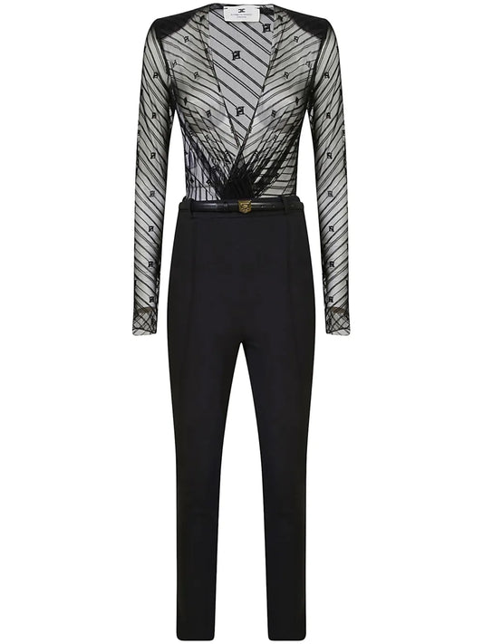 Patterned Flocked-Tulle Jumpsuit