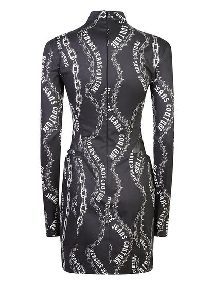 Chain Couture-Print Mini Dress