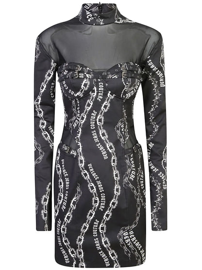 Chain Couture-Print Mini Dress