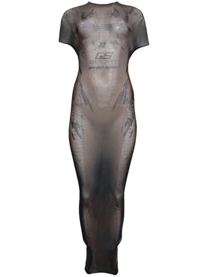 Printed Mesh Dress