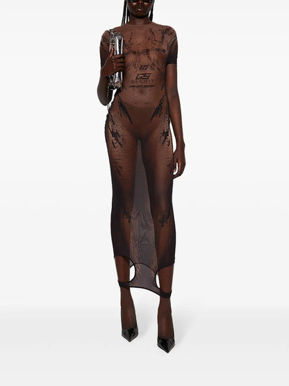 Printed Mesh Dress