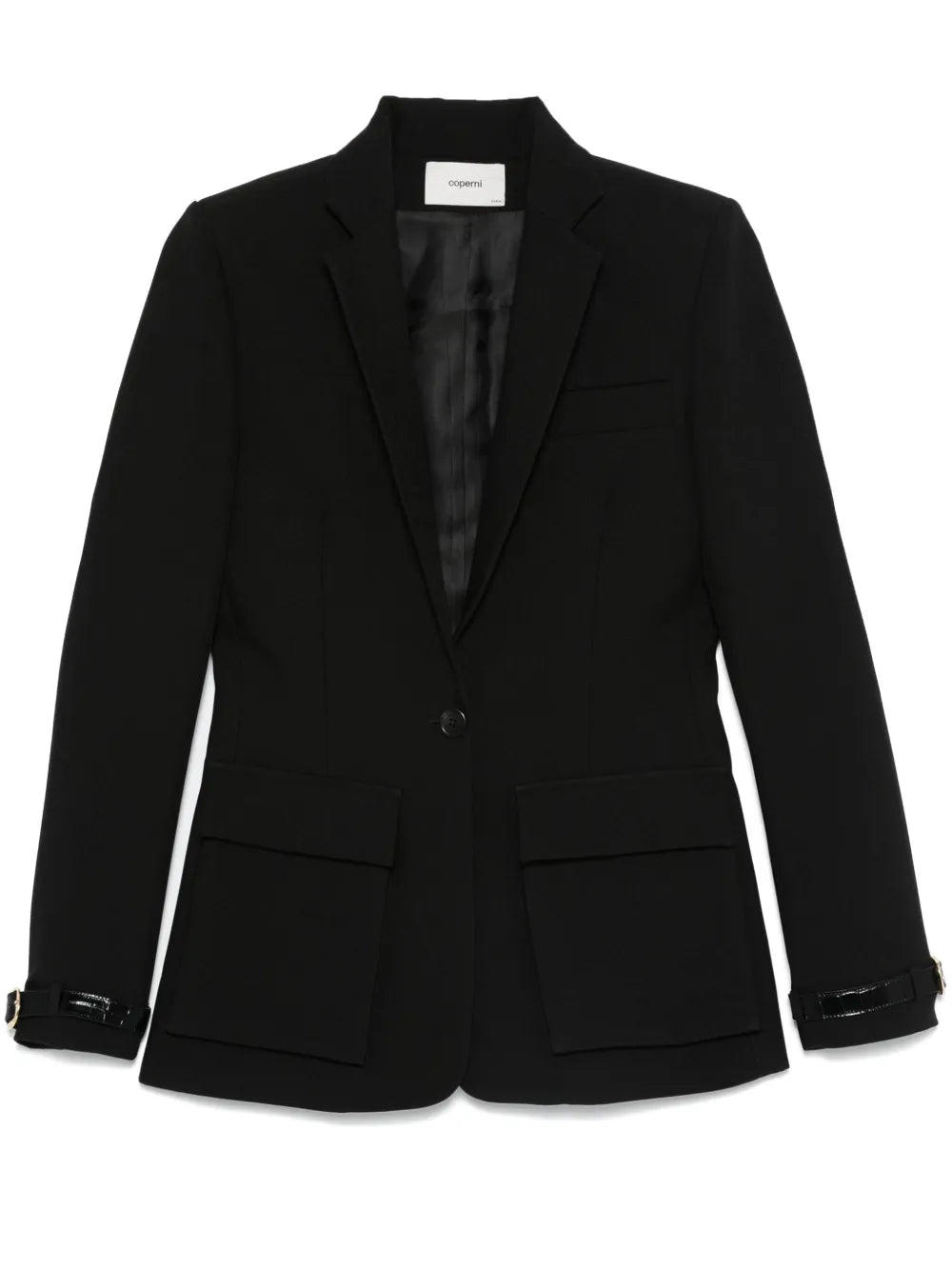 Crocodile-Effect Belted-Cuffs Blazer