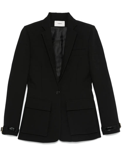 Crocodile-Effect Belted-Cuffs Blazer