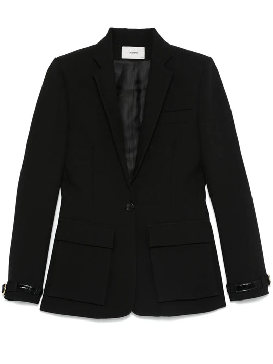 Crocodile-Effect Belted-Cuffs Blazer