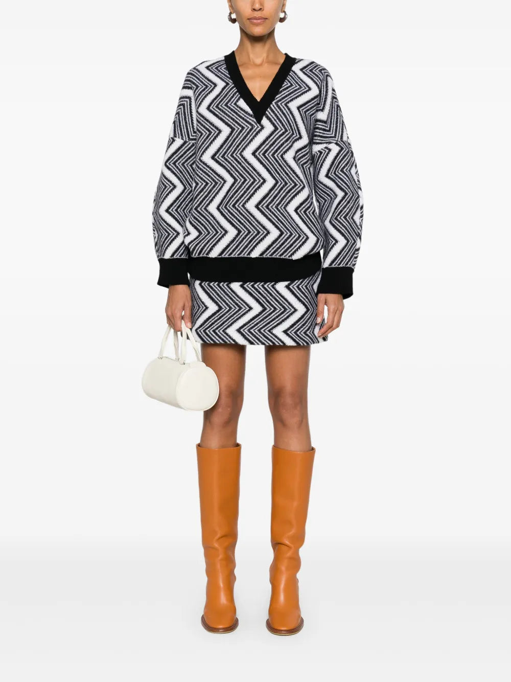 Zigzag Wool Mini Skirt