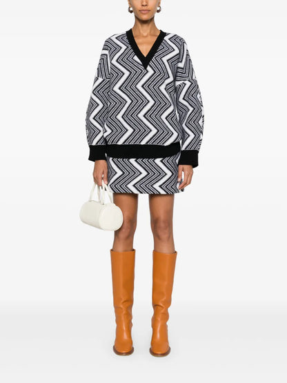 Zigzag Wool Mini Skirt