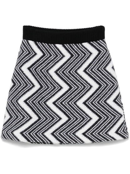 Zigzag Wool Mini Skirt