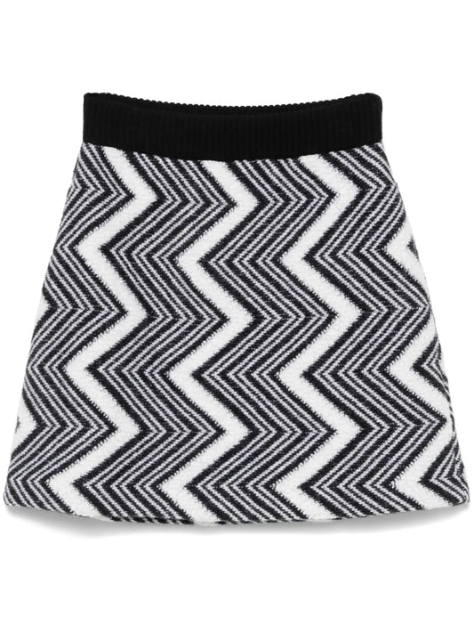 Zigzag Wool Mini Skirt