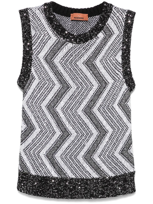 Sequinned Zigzag Vest