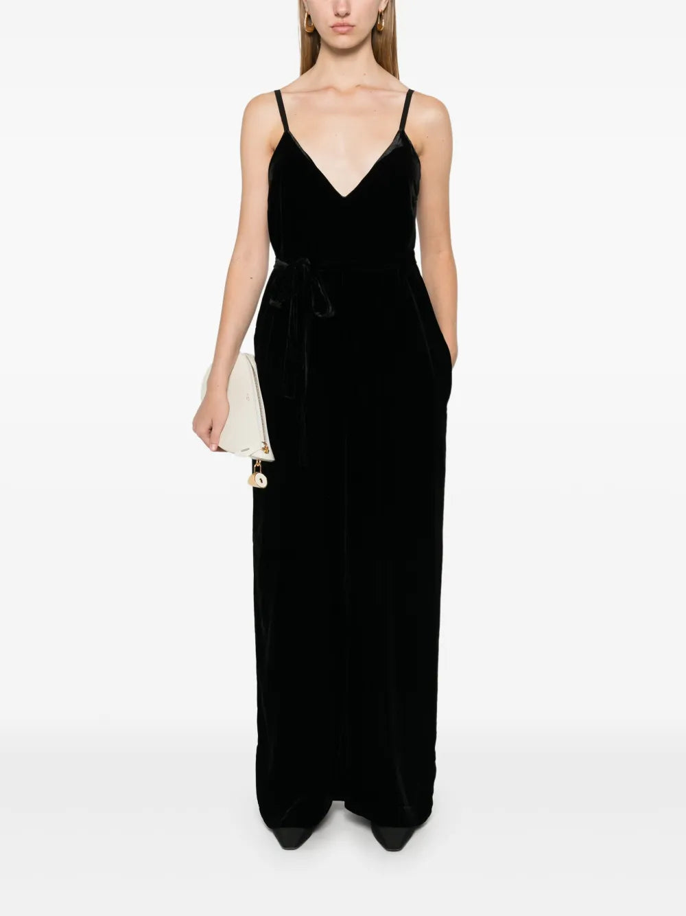 Velvet V-Neck Jumpsuit