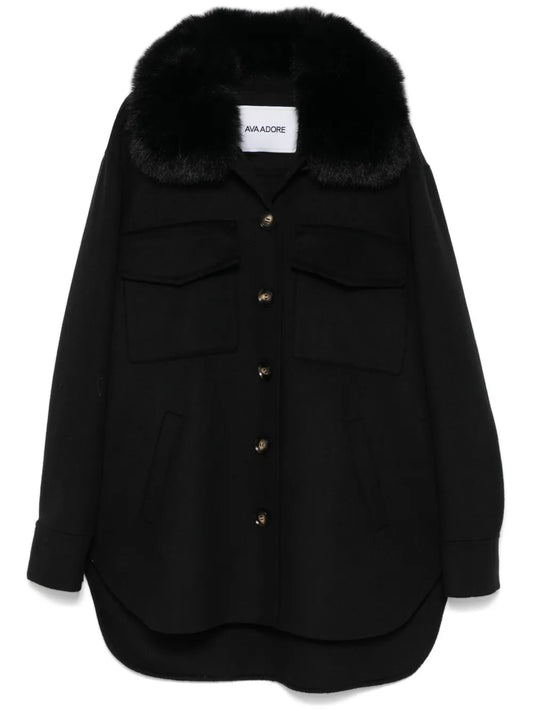 Faux Fur-Collar Coat