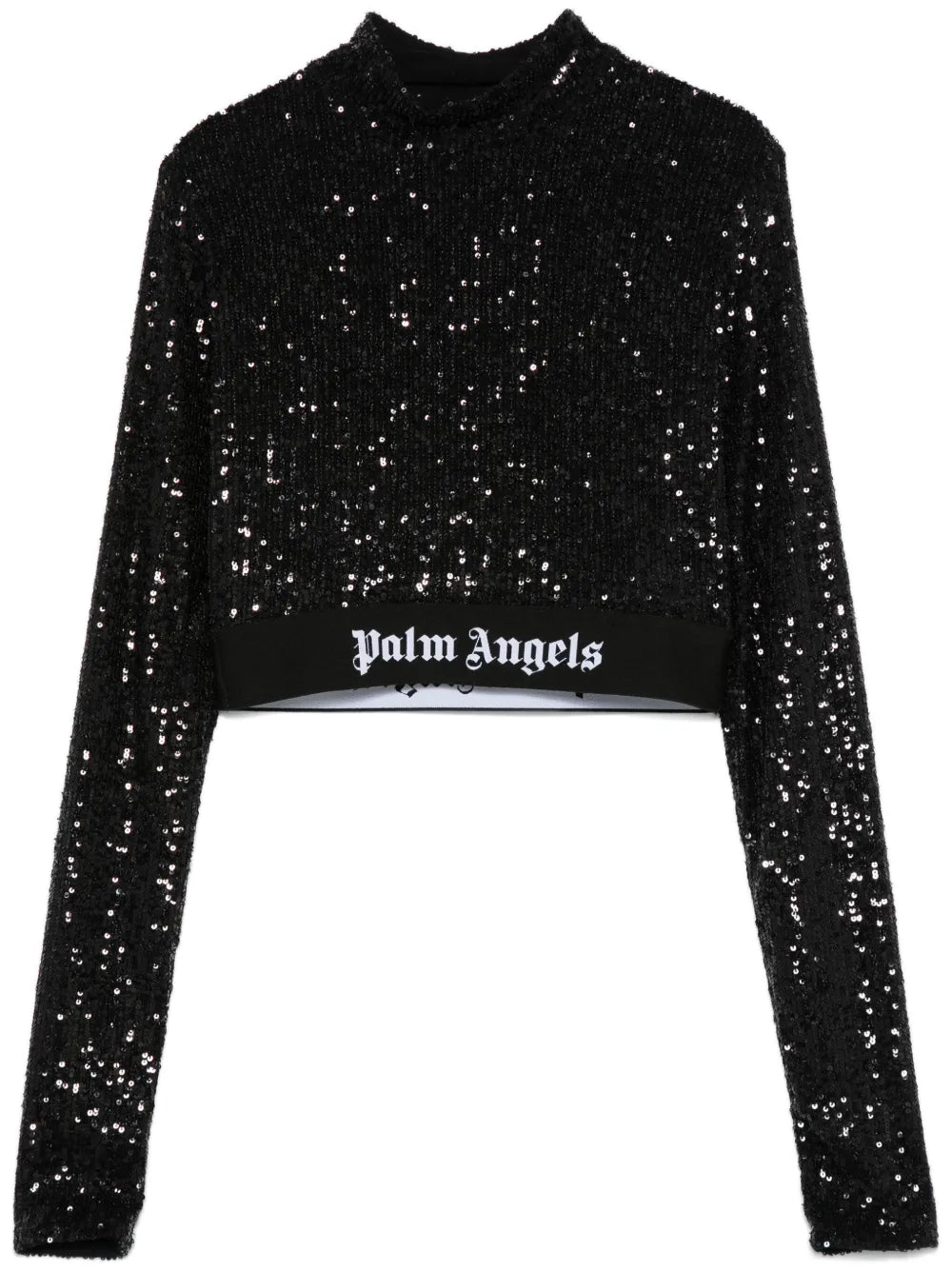 Logo-Waistband Sequined Top