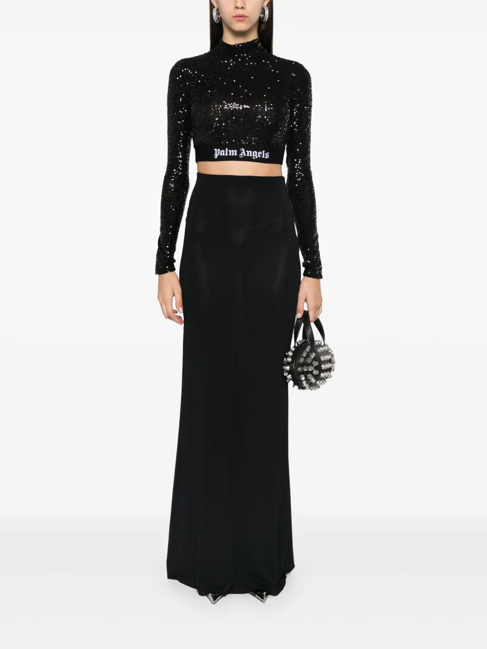 Logo-Waistband Sequined Top