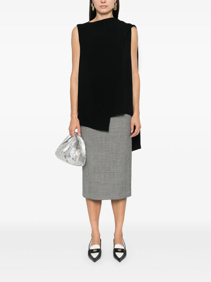 Houndstooth-Pattern Midi Skirt