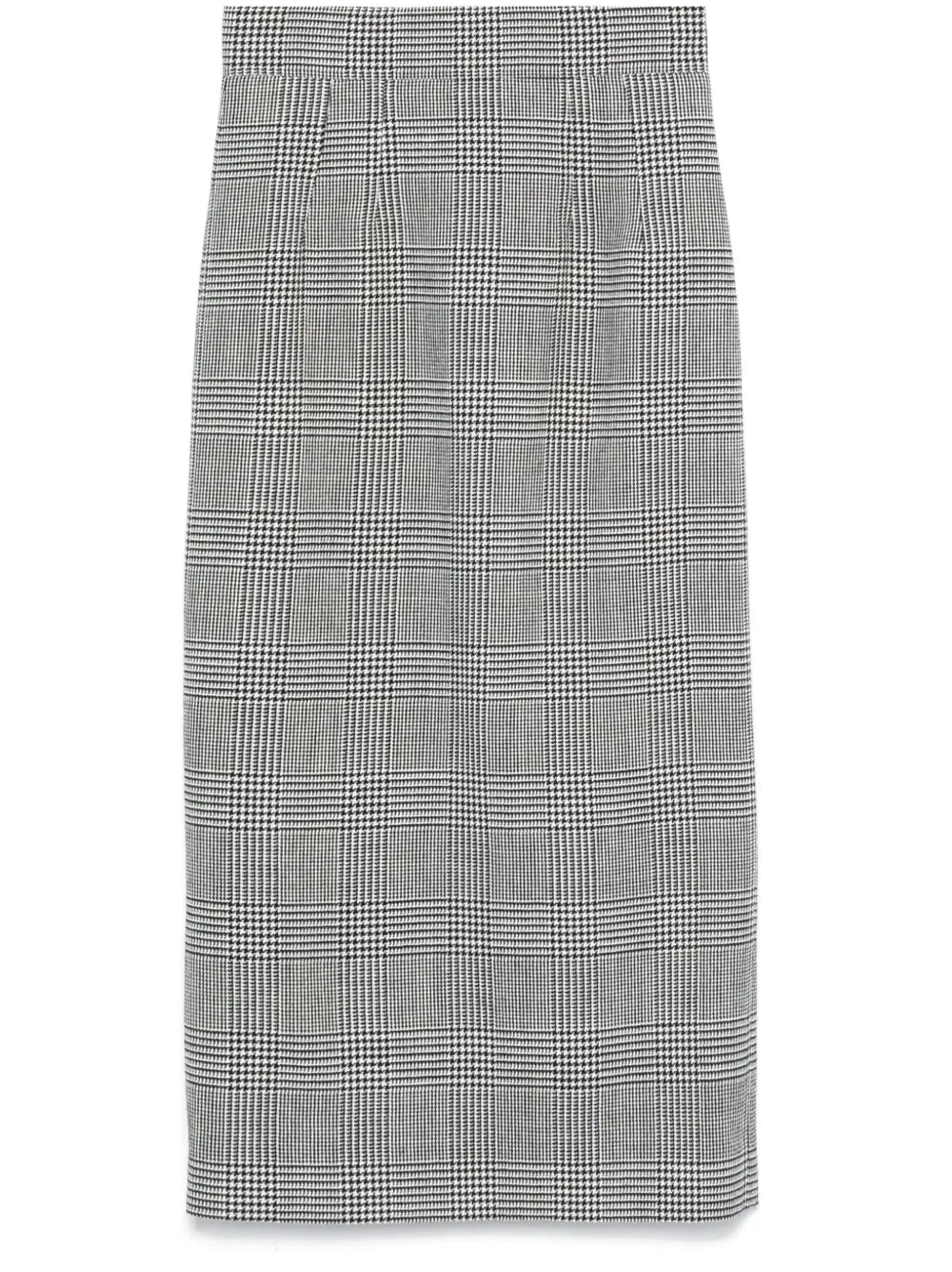 Houndstooth-Pattern Midi Skirt