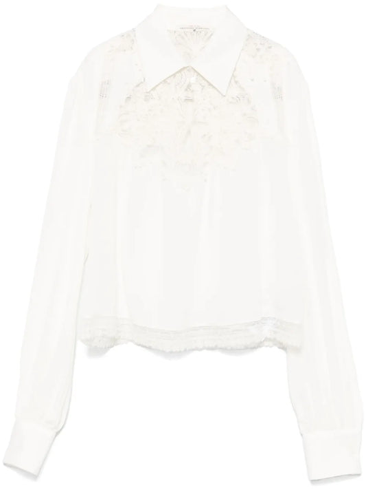 Lace-Appliqué Blouse