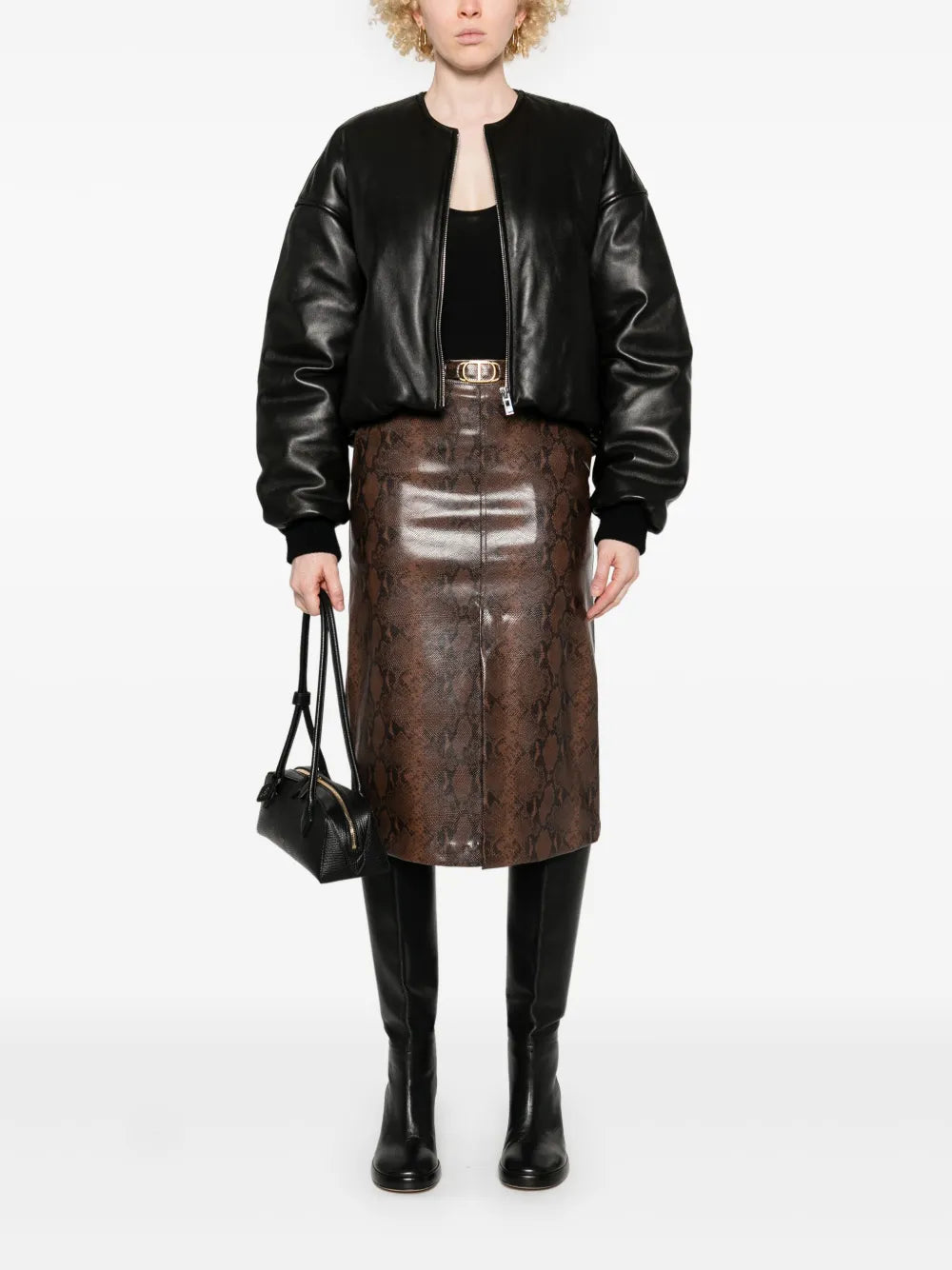 Lizard-Skin Effect Midi Skirt