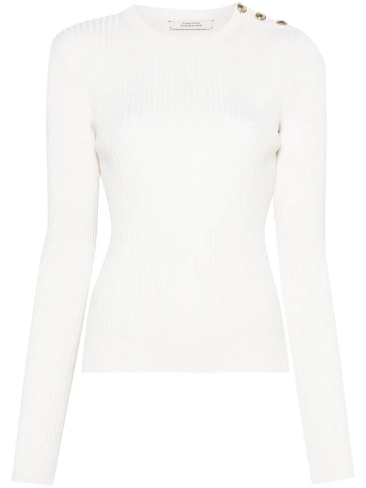 Buttoned-Shoulder Sweater