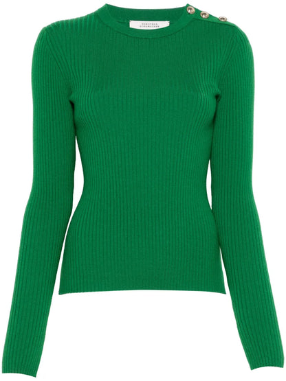 Buttoned-Shoulder Sweater
