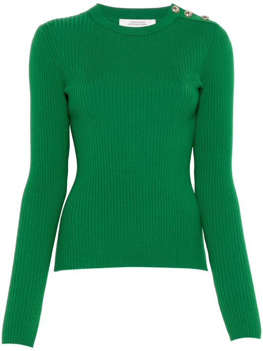 Buttoned-Shoulder Sweater