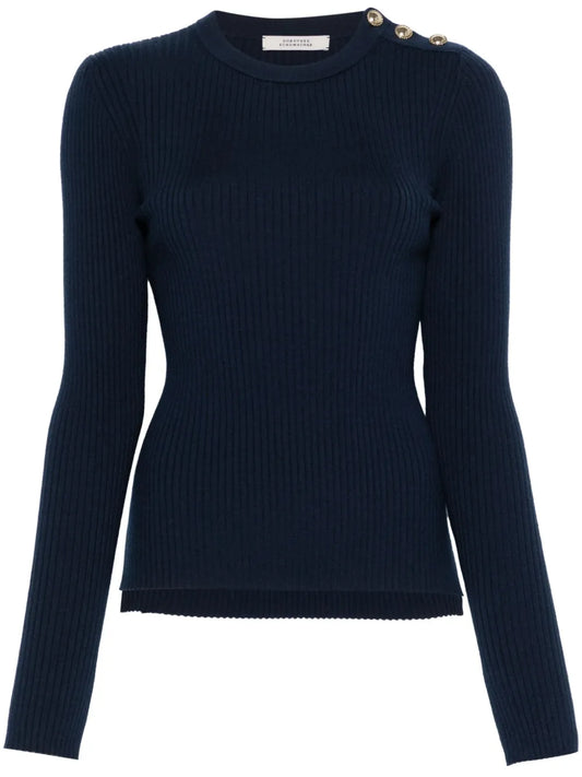 Buttoned-Shoulder Sweater