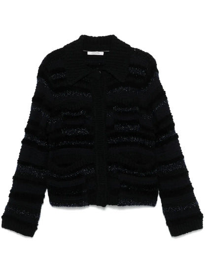 Metallic-Threading Cardigan