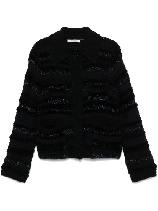 Metallic-Threading Cardigan