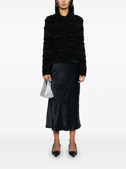 Metallic-Threading Cardigan