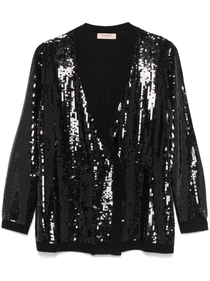 Sequinned Double-Breasted Cardigan