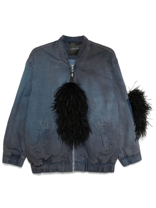 Feather-Detail Denim Jacket