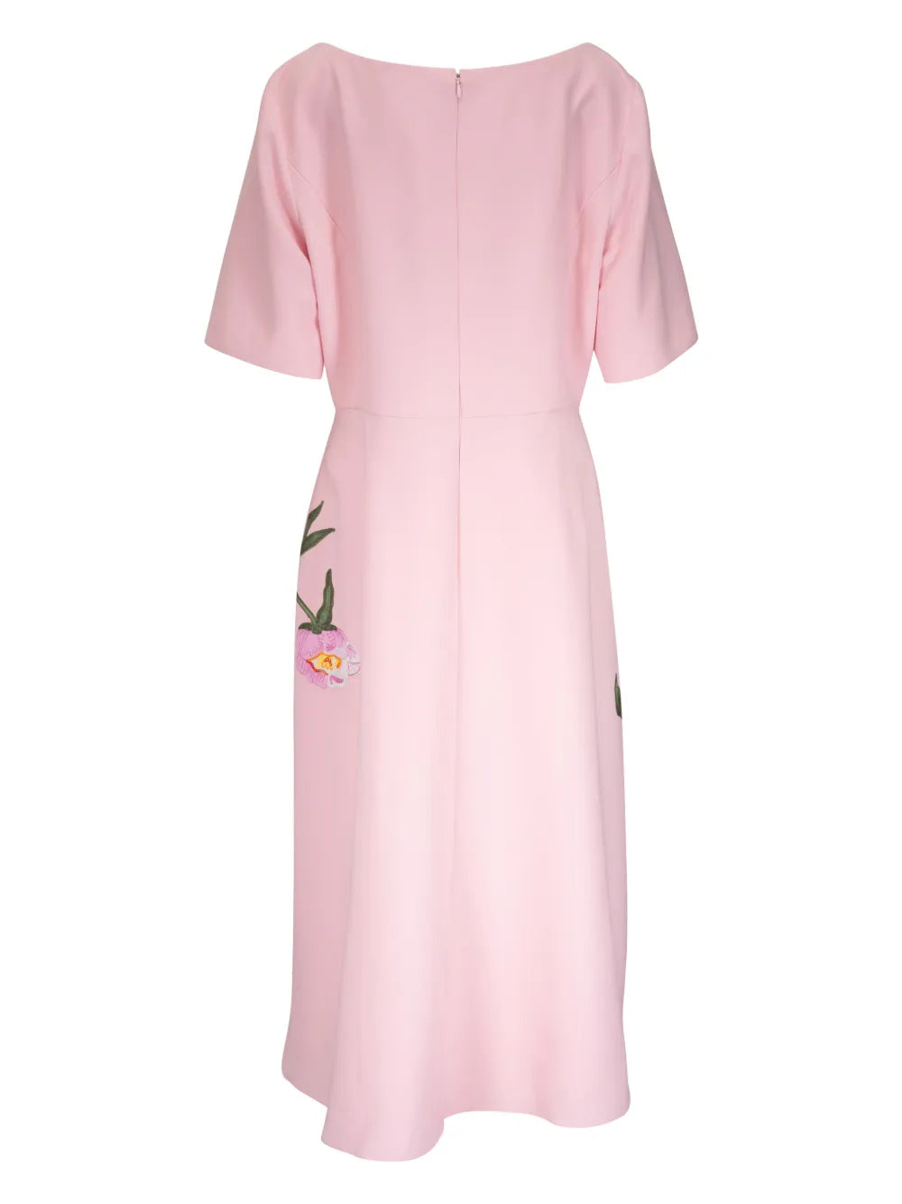 Floral-Embroidered Midi Dress
