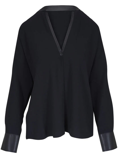 Satin-Trim Blouse