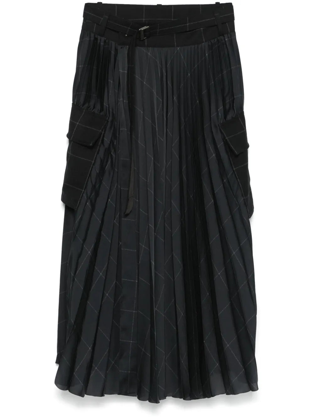 Windowpane-Print Maxi Skirt