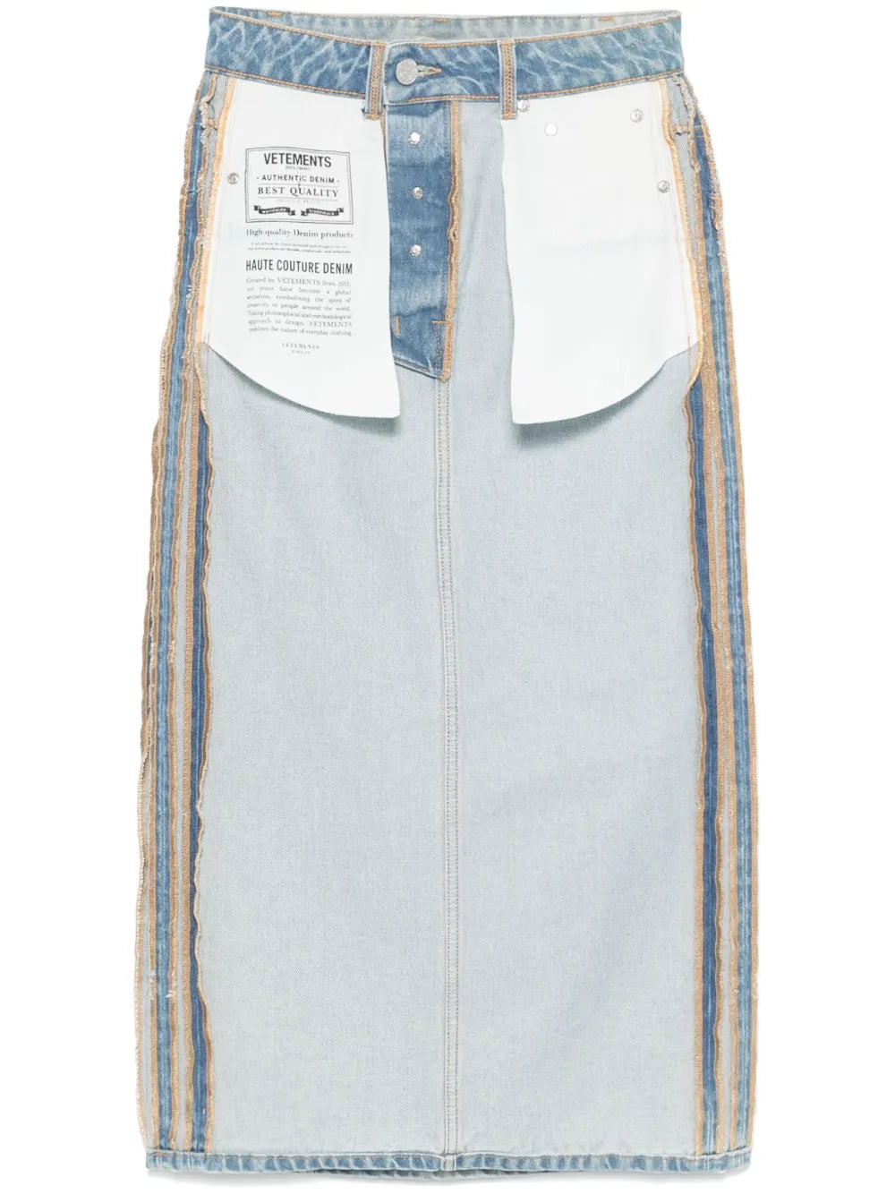 Inside-Out Denim Midi Skirt