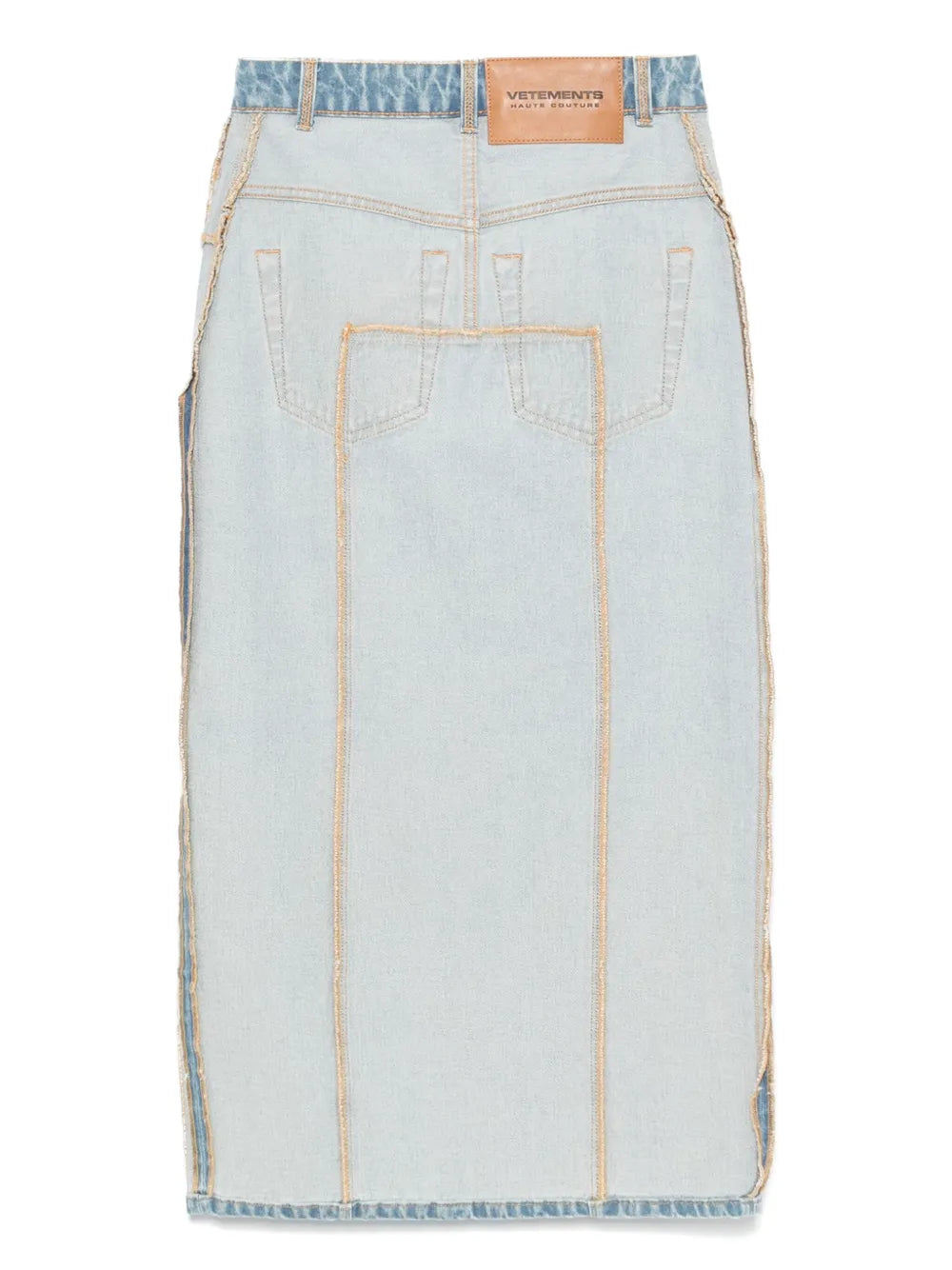 Inside-Out Denim Midi Skirt