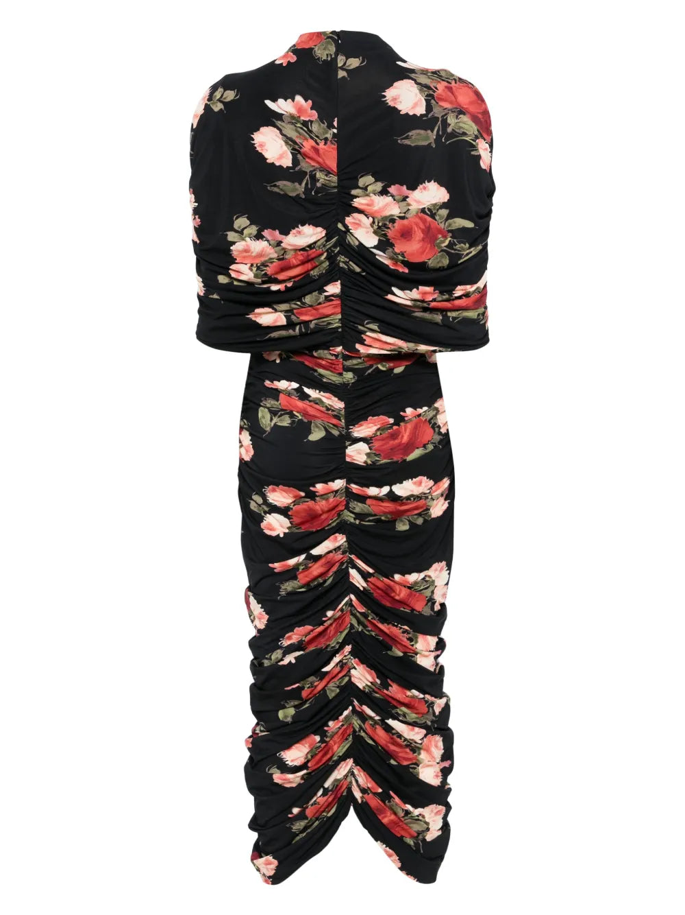 Printed Ruched Midi Dress