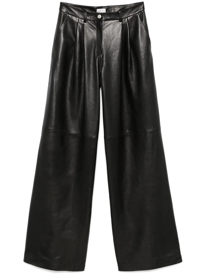 Wide-Leg Leather Trousers