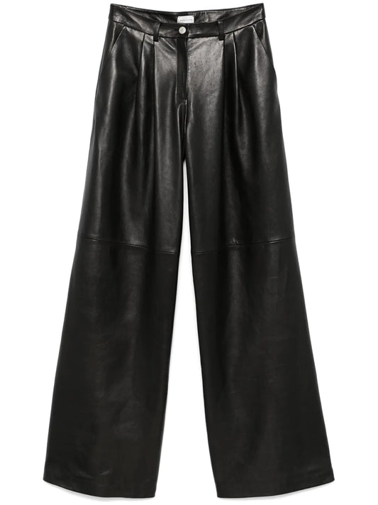 Wide-Leg Leather Trousers